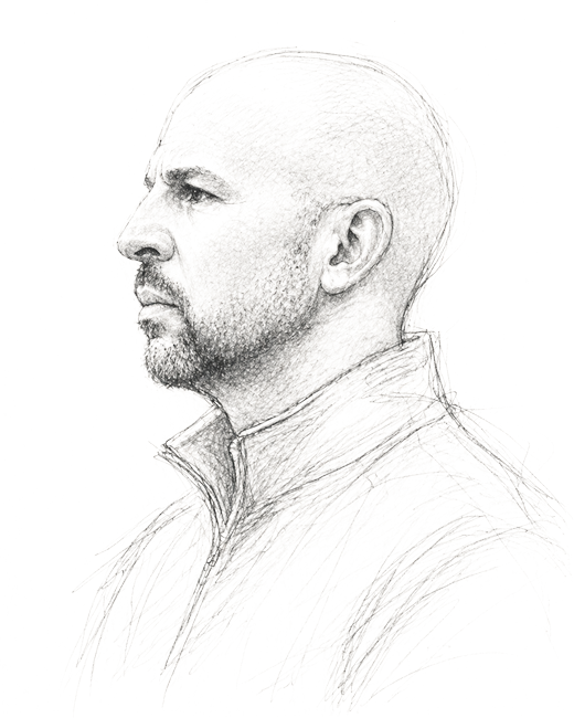 Graphite profile sketch of Jason Kidd